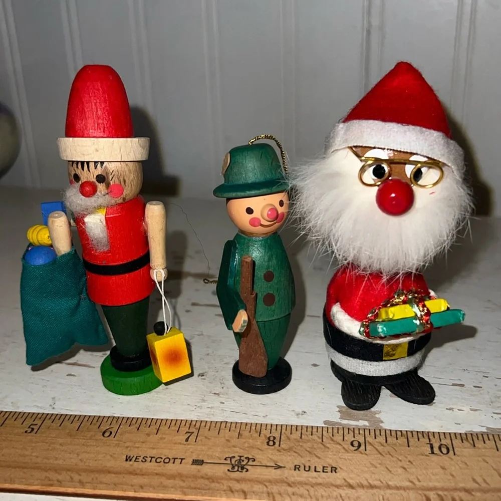 Lot Vintage wood Santa’s kurt Adler bobble head